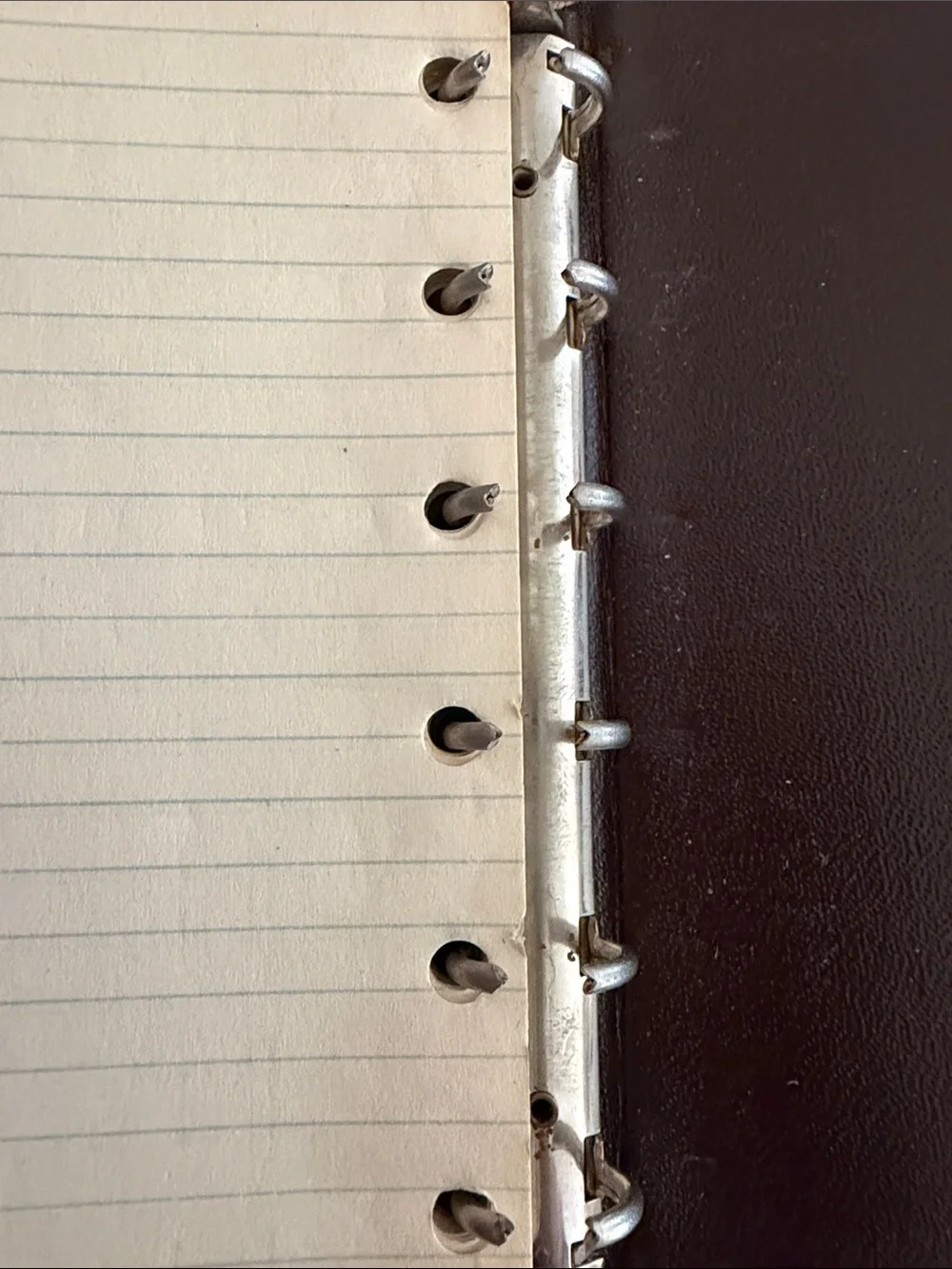 Vintage Deep Brown National 6-Ring Pocket Memo Binder Plus 6-Hole Paper